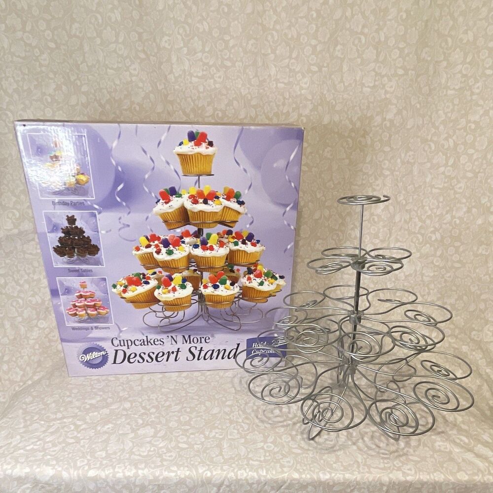 Wilton Cupcakes 'N More 3-Tier Silver Metal Cupcake Stand, Disassembles